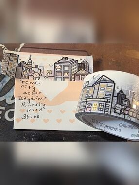 TCMC City Skyline Decorative Washi Tape - Pastel Peach & Gray